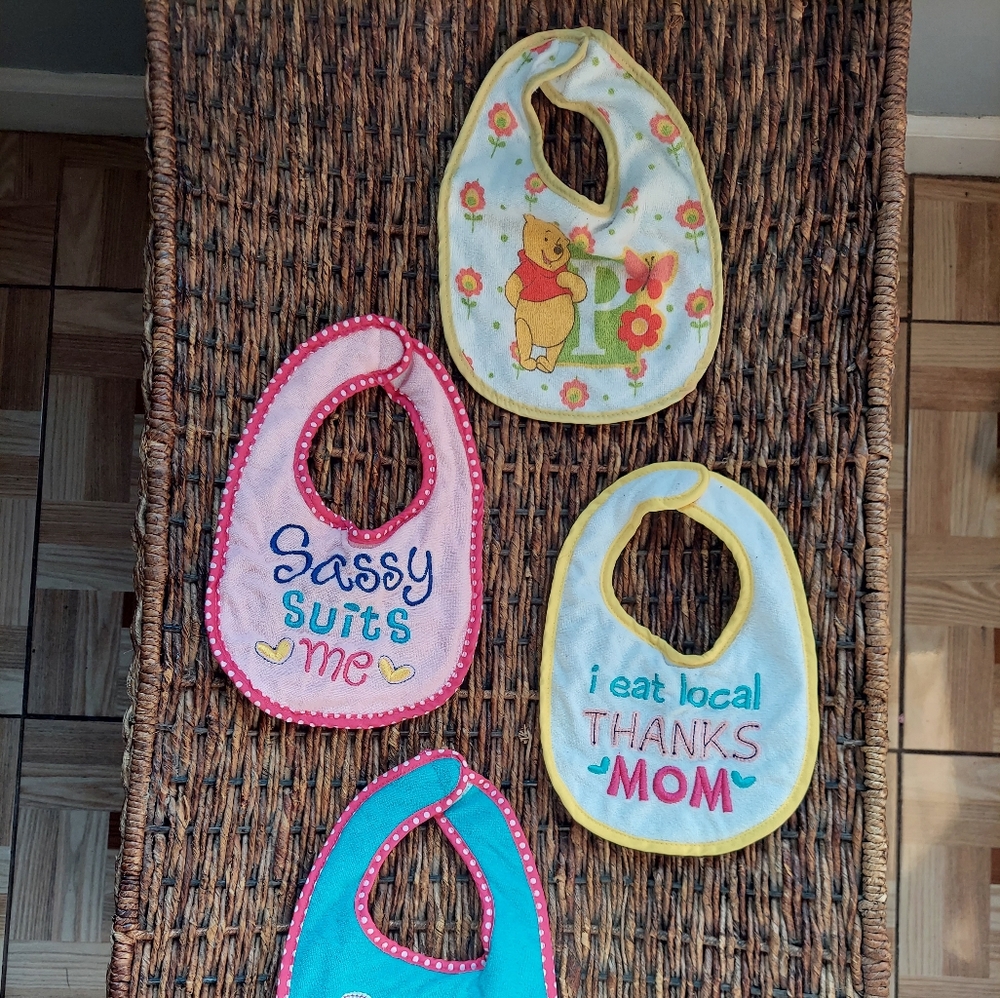 Petite L'Amour for Baby (4)Terry Cloth Bibs Bundle